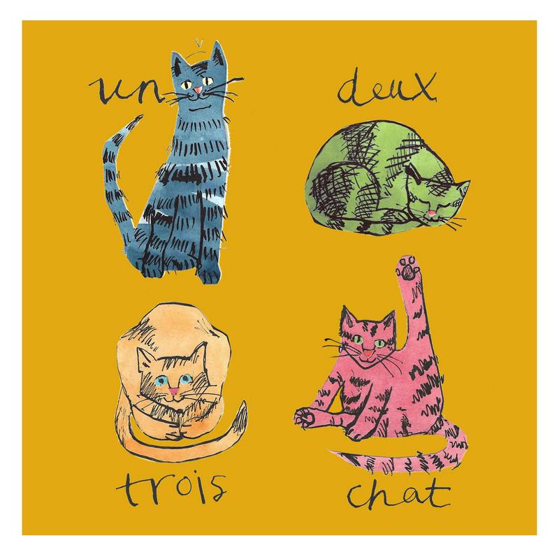 Poet and Painter Un Deux Trois Chat Greetings Card front