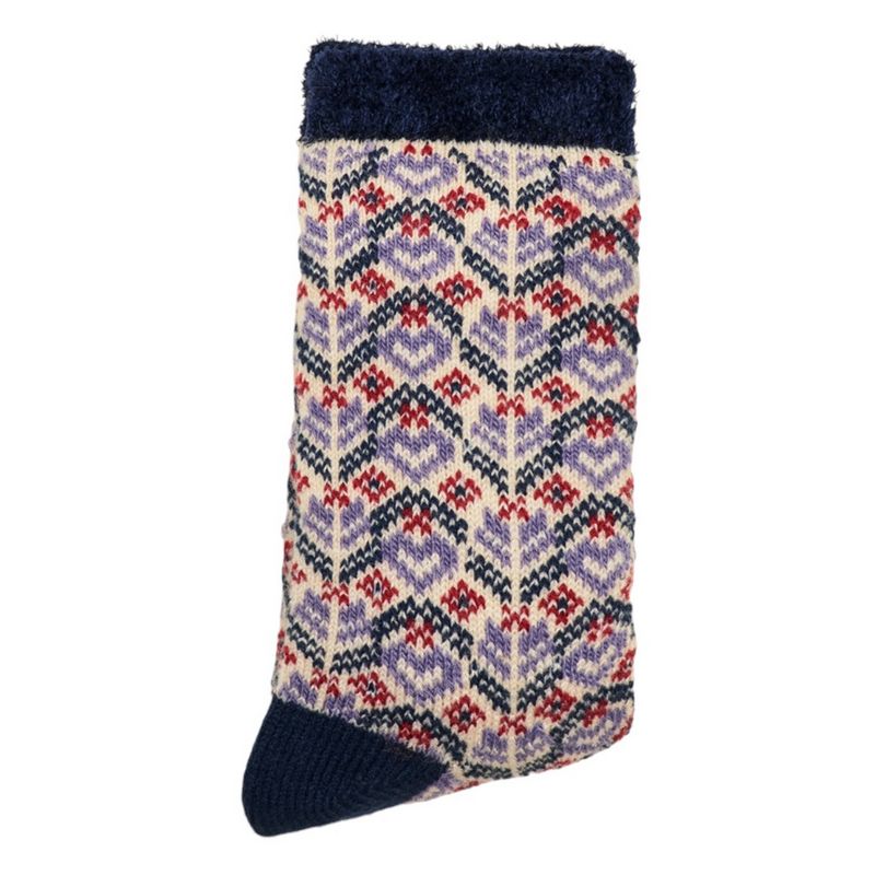 Powder Designs Fair Isle Cosy Socks Cream SOC664 folded