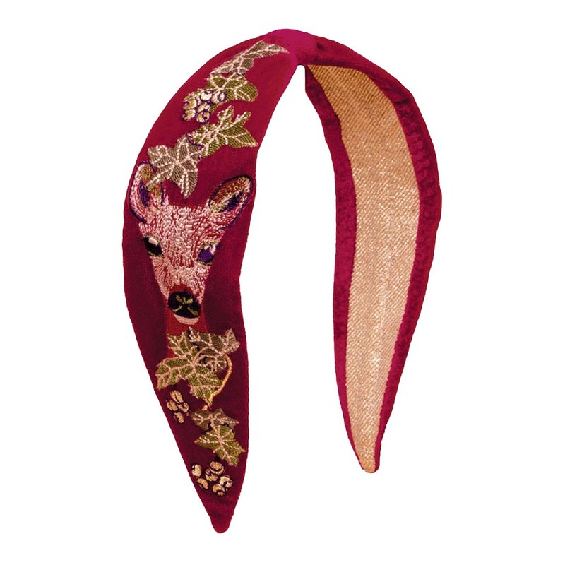 Powder Designs Embroidered Narrow Headband Enchanted Evening Doe Fuchsia HDB70 main