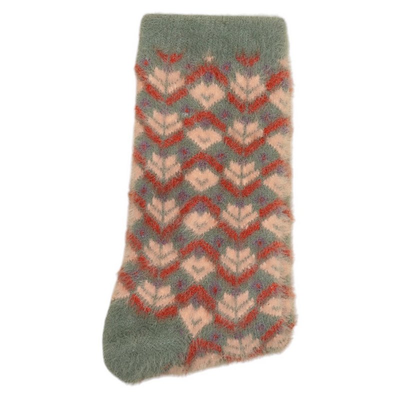 Powder Designs Fair Isle Fuzzy Slipper Socks Teal SOC662 folded