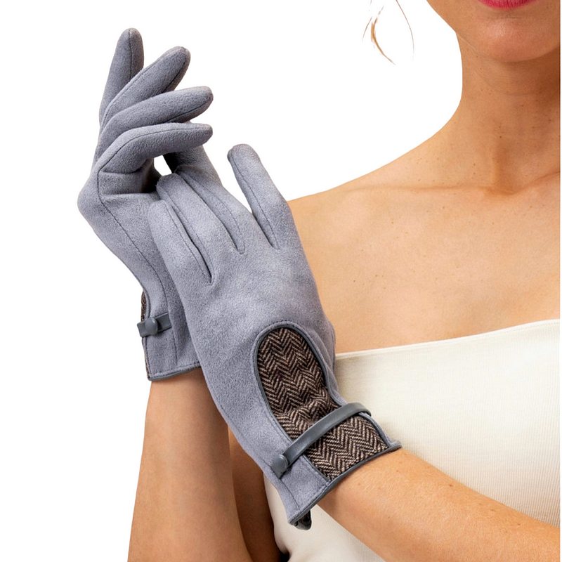 Powder Designs Genevieve Faux Suede Gloves in Mist GEN14 on model