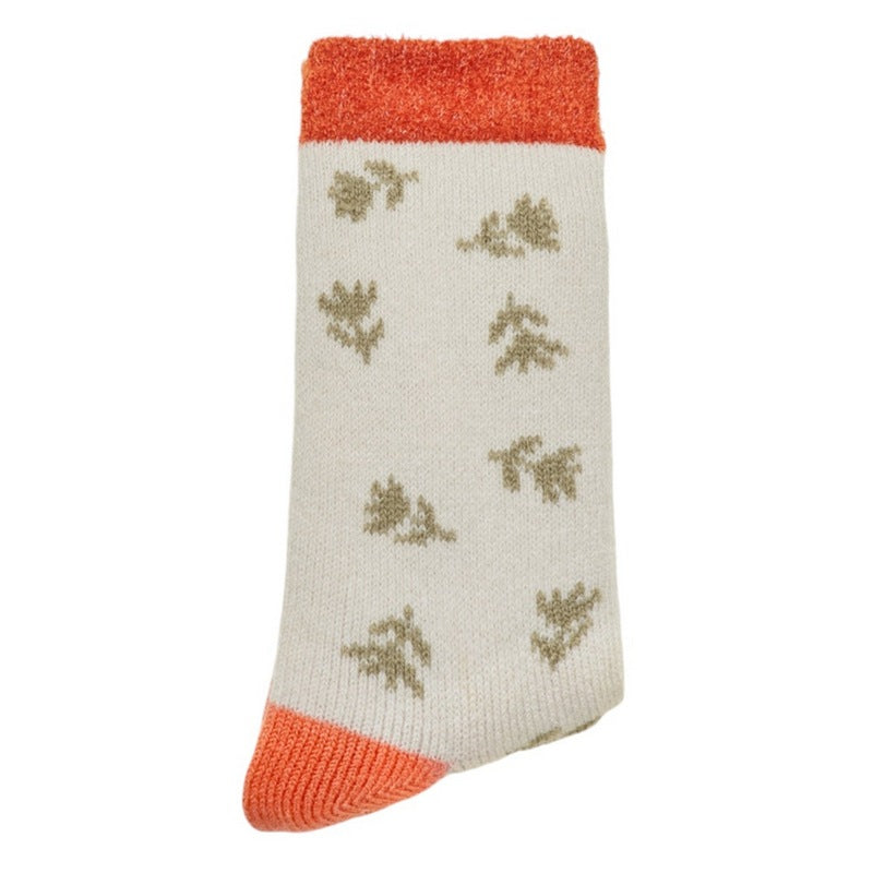 Powder Designs Happy Hedgehog Cosy Socks Cream SOC665 folded