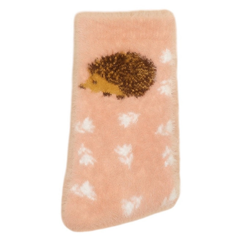 Powder Designs Happy Hedgehog Fuzzy Slipper Socks Petal SOC661 folded