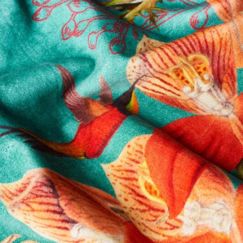 Powder Designs Hummingbird at Dusk Turquoise Velvet Tote TOT13 fabric