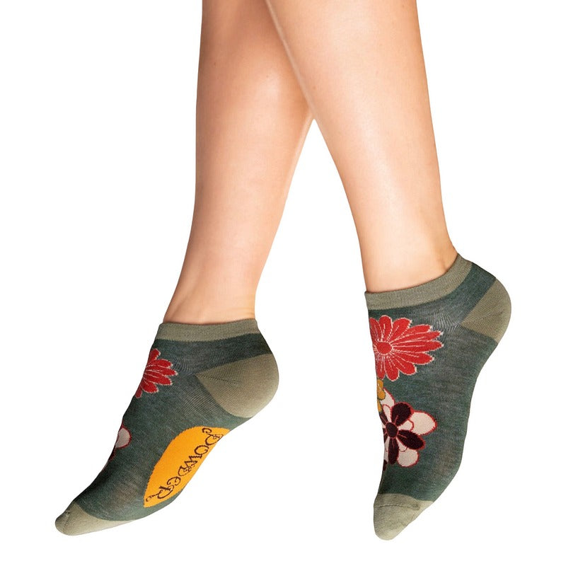 Powder Designs Kaleidoscope Floral Bamboo-blend Trainer Socks in Sage SOC623 main