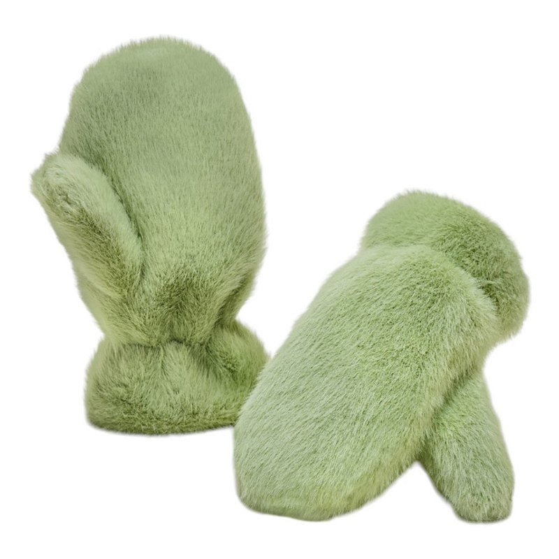 Powder Designs Kid's Fluffy Teddy Mittens Sage TED4 main