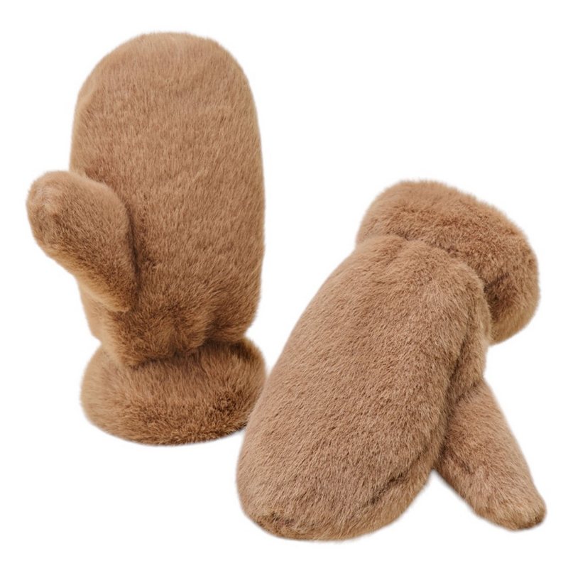 Powder Designs Kid's Fluffy Teddy Mittens Taupe TED3 main