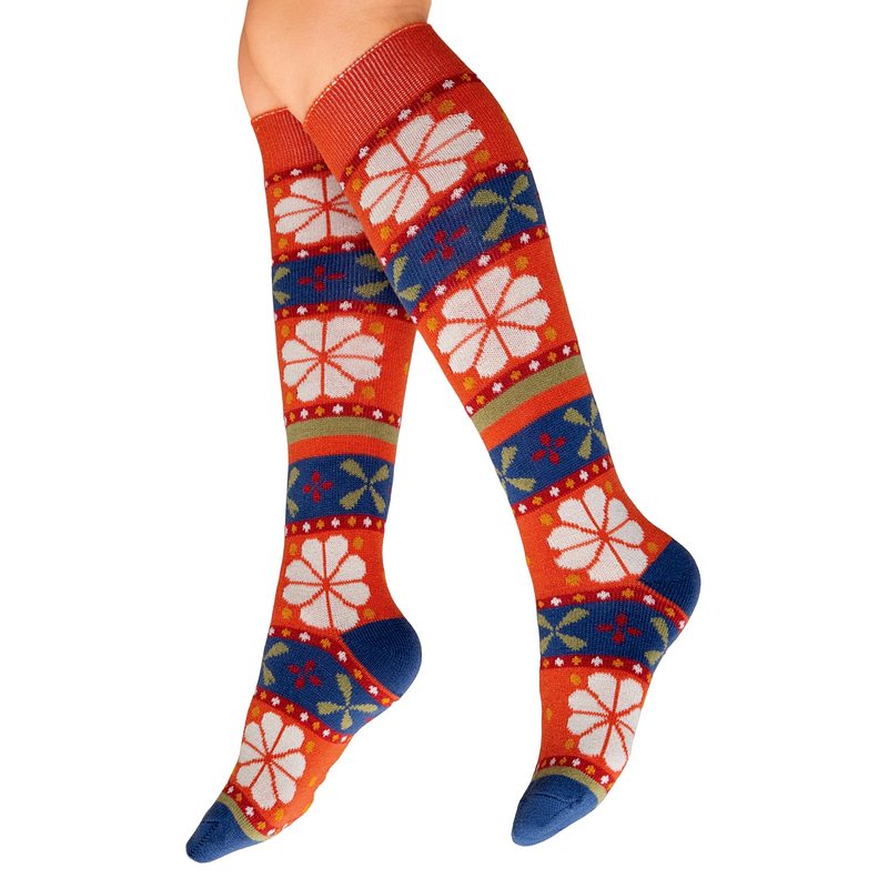 Powder Designs Knee High Socks Fair Isle Tangerine SOC635 main