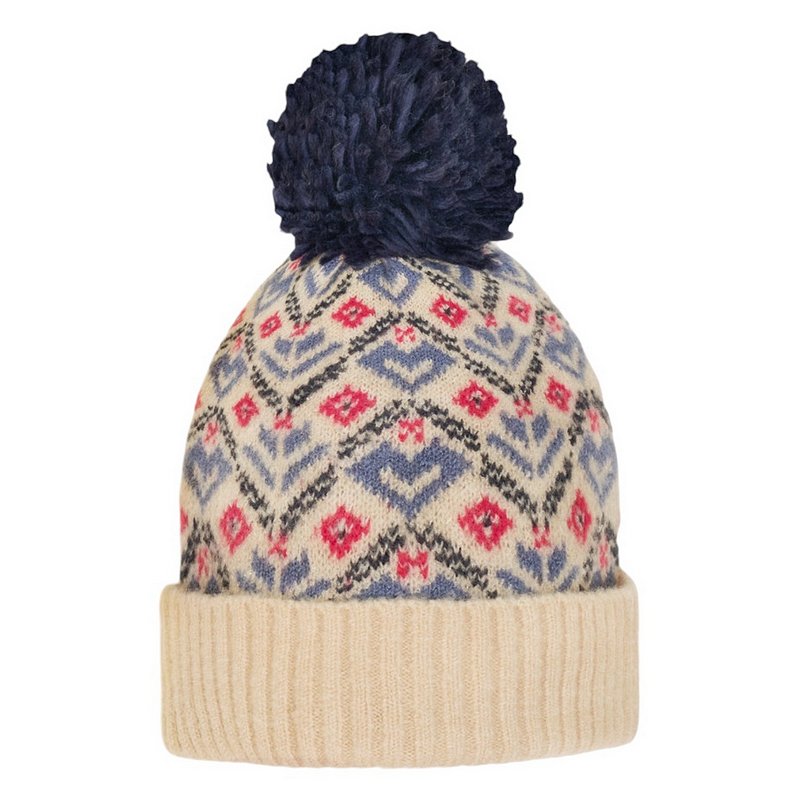 Powder Designs Kristi Bobble Hat Cream and Navy KRI1 main