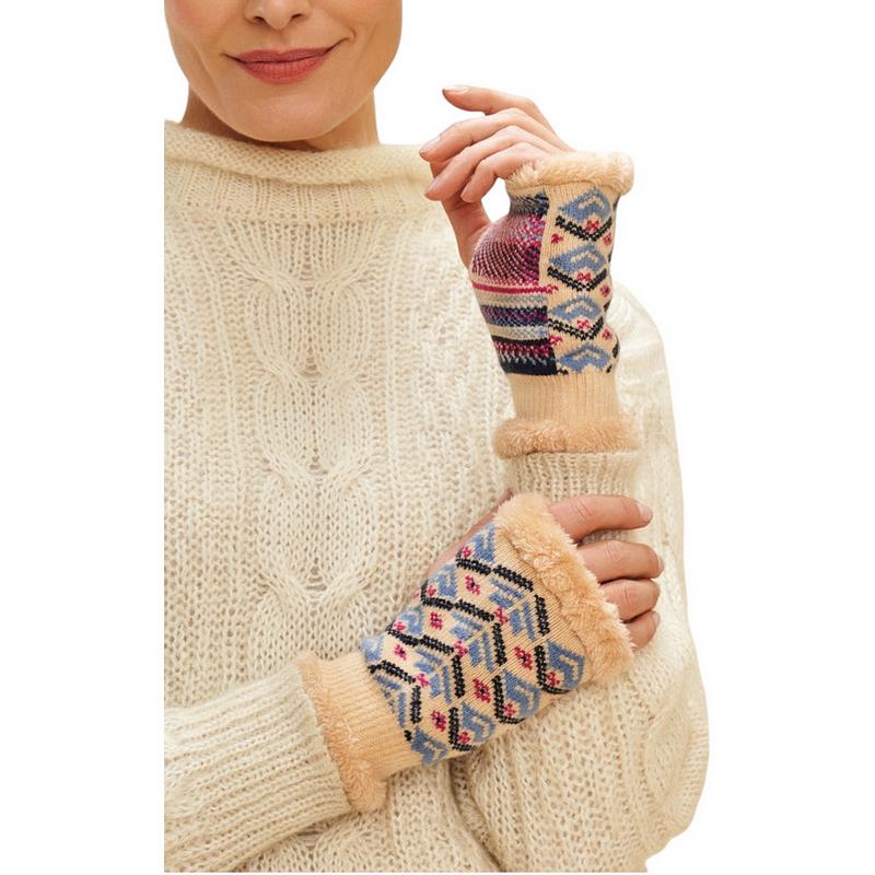 Powder Designs Kristi Wrist Warmers Cream KRI2 on model