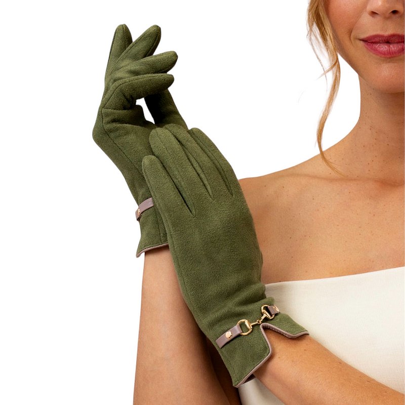 Powder Designs Kylie Faux Suede Gloves in Forest KYL6 on model