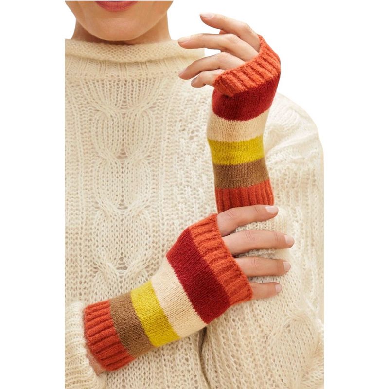 Powder Designs Lilia Wrist Warmers Sunset Mix LIL5 on model