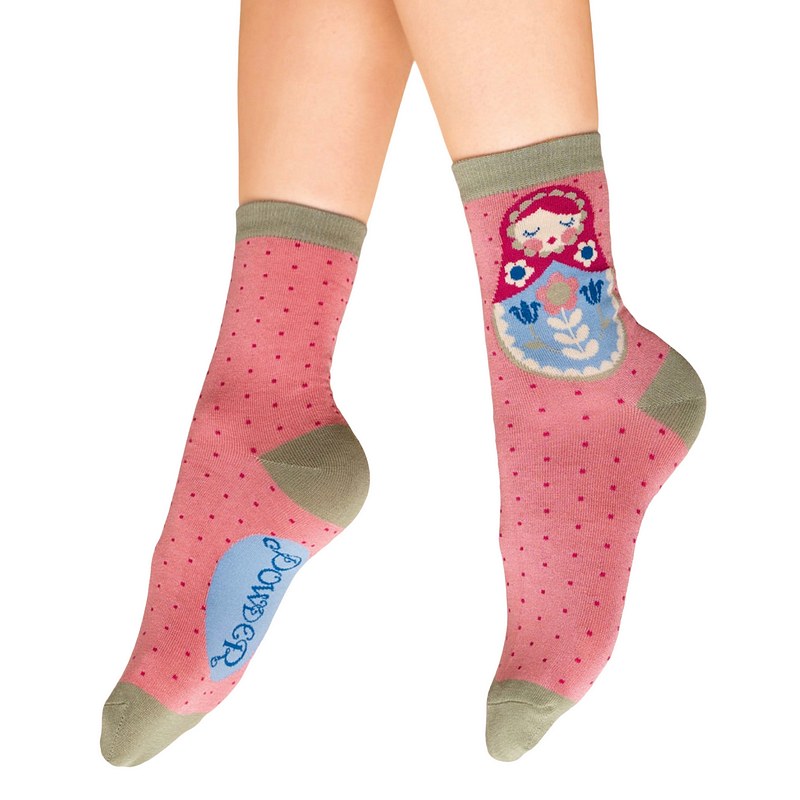 Powder Designs Matryoshka Doll Ladies Ankle Socks Petal SOC607 main