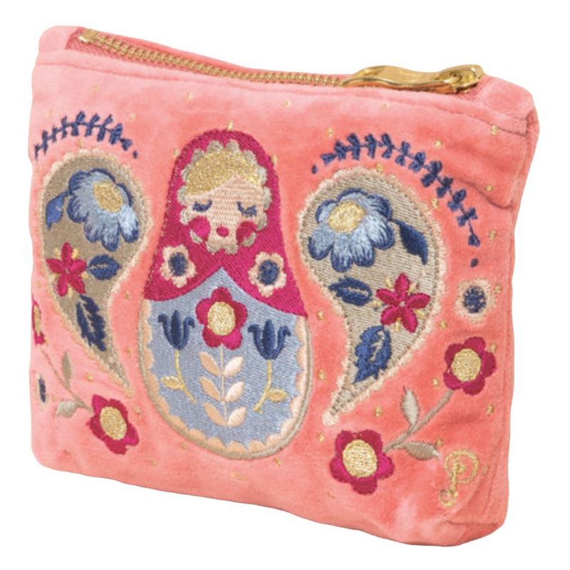 Powder Designs Matryoshka Doll Mini Pouch in Petal Pink VPM189 front