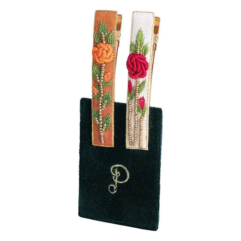 Powder Designs Narrow Jewelled Hair Bar Spring Garden 2 Pack BAR24 main