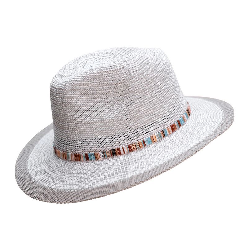 Powder Designs Natalie Hat with Multistripe Band in Snowdrop NAT50 main