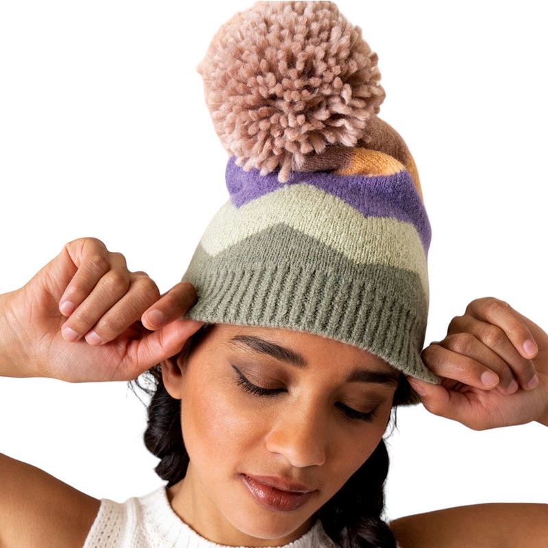 Powder Designs Nora Bobble Hat in Sage Mix NOR3 on model