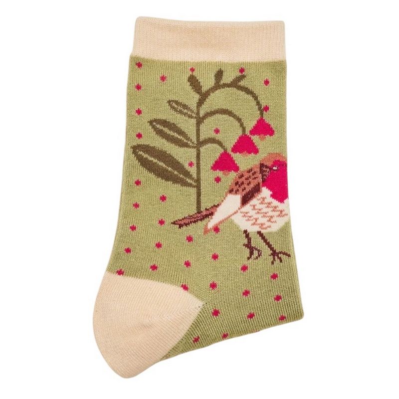 Powder Designs Rosy Robin Ankle Socks SOC677 folded