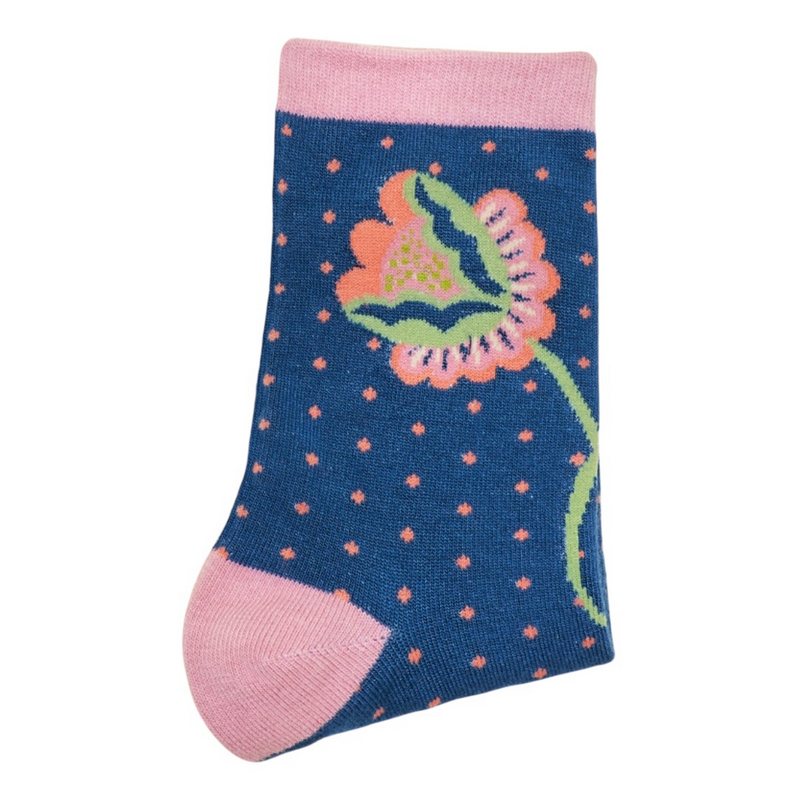 Powder Designs Scandinavian Stems Ankle Socks Navy SOC668 folded