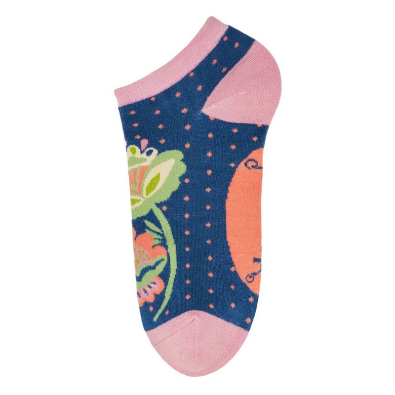 Powder Designs Scandinavian Stems Trainer Socks Navy SOC684 flat