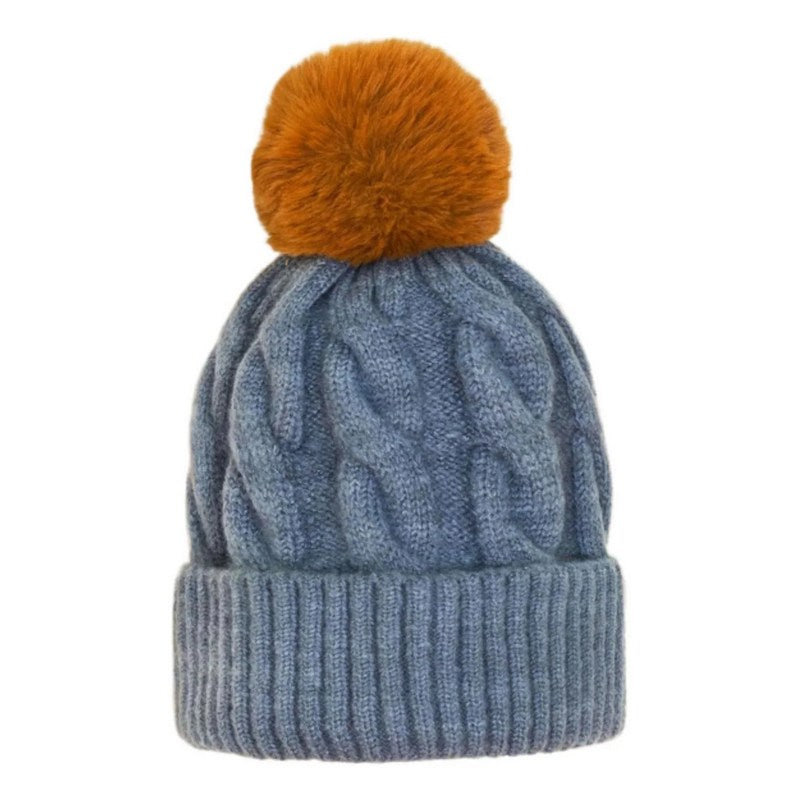 Powder Designs Svana Bobble Hat Denim SVA3 front