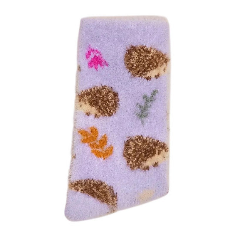 Powder Designs Tiny Hedgehog Fuzzy Slipper Socks SOC660 folded