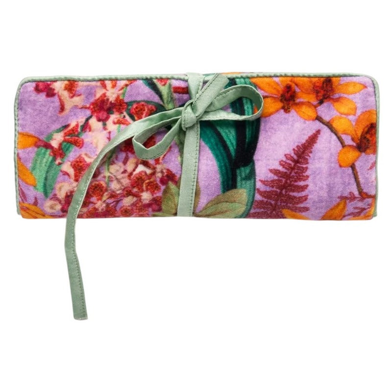 Powder Designs Velvet Jewellery Roll Botany Bliss Lavender JR03 front