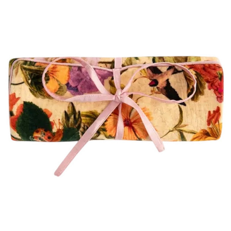 Powder Designs Velvet Jewellery Roll Cream Posy JR05 front