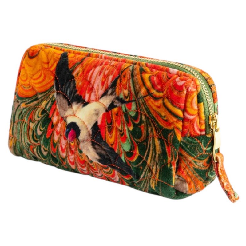 Powder Designs Velvet Quilted Vanity Bag Marbled Swallow QVB9 front