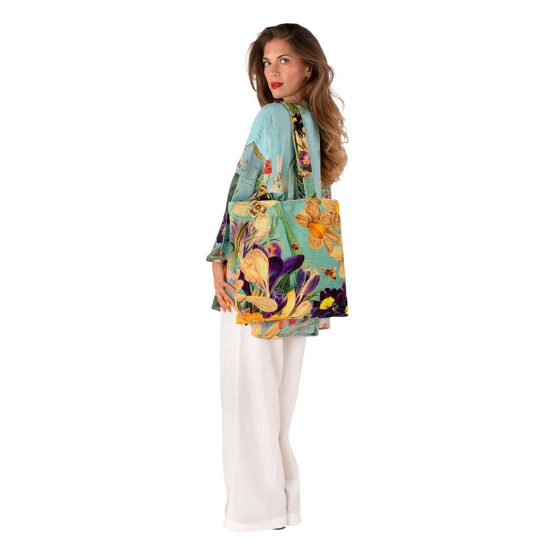 Powder Designs Velvet Tote - Spring Flora TOT27 on model