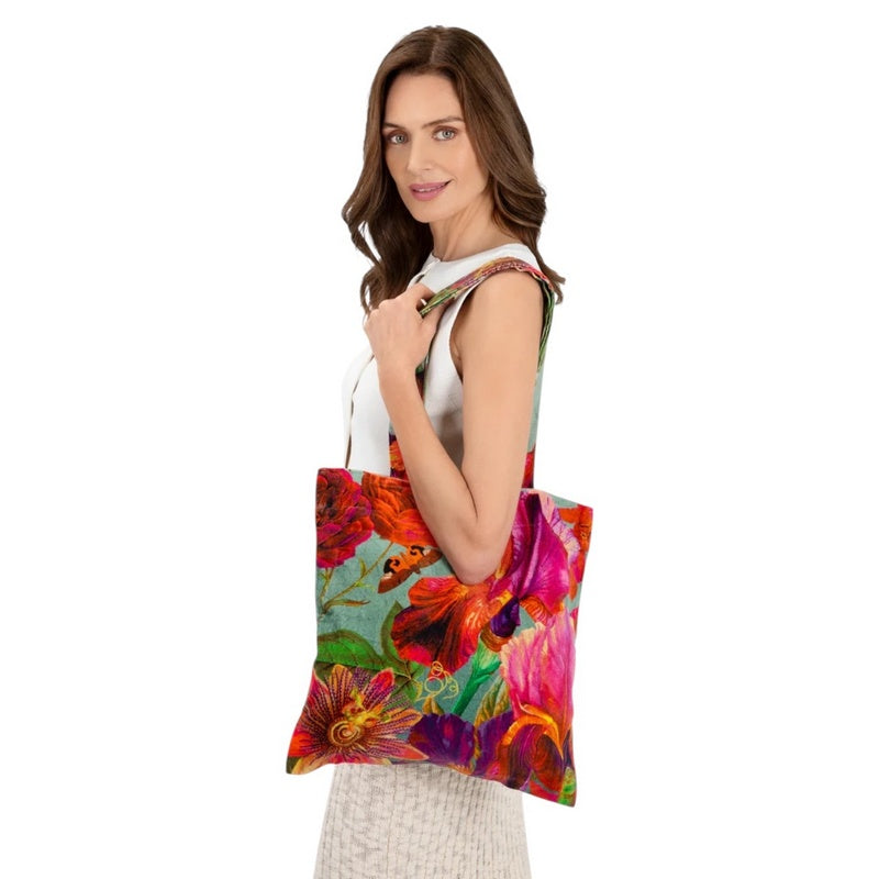 Powder Designs Velvet Tote Winter Iris Ice TOT23 on model