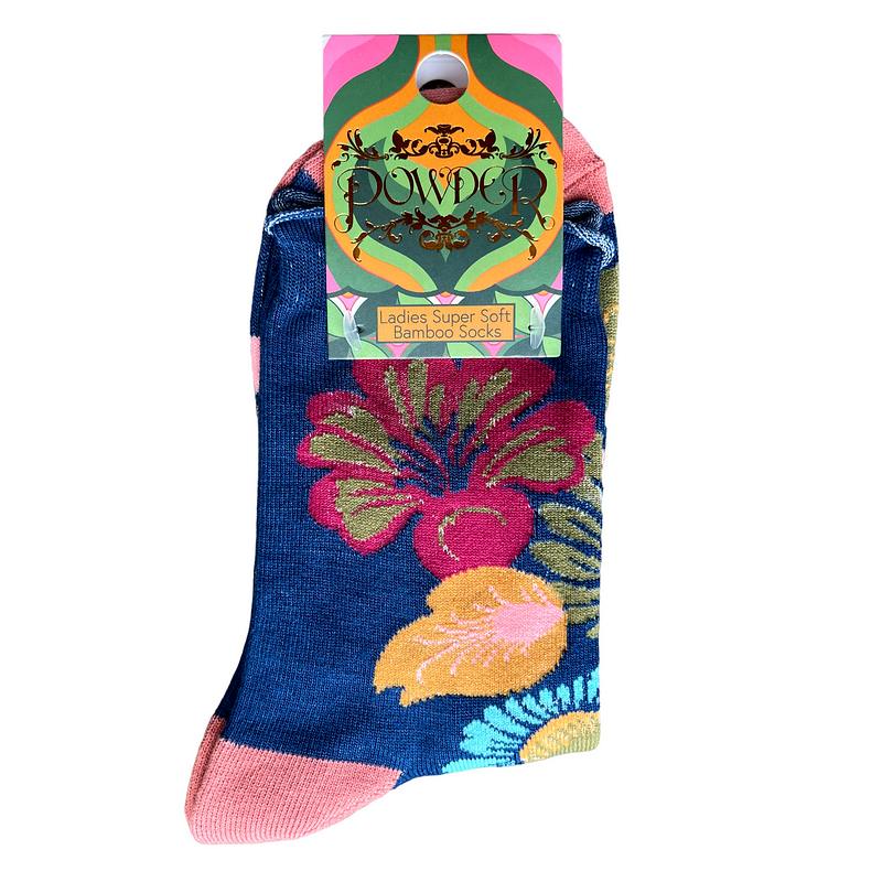 Powder Designs Vintage Floral Ladies Ankle Socks Ink SOC618 front