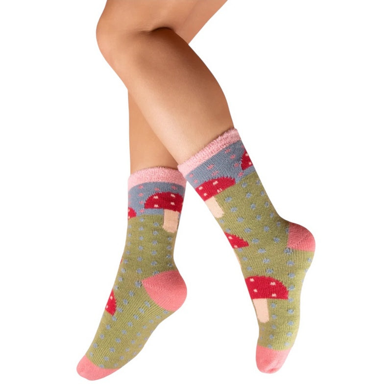 Powder UK Toadstool Cosy Socks SOC781 on model
