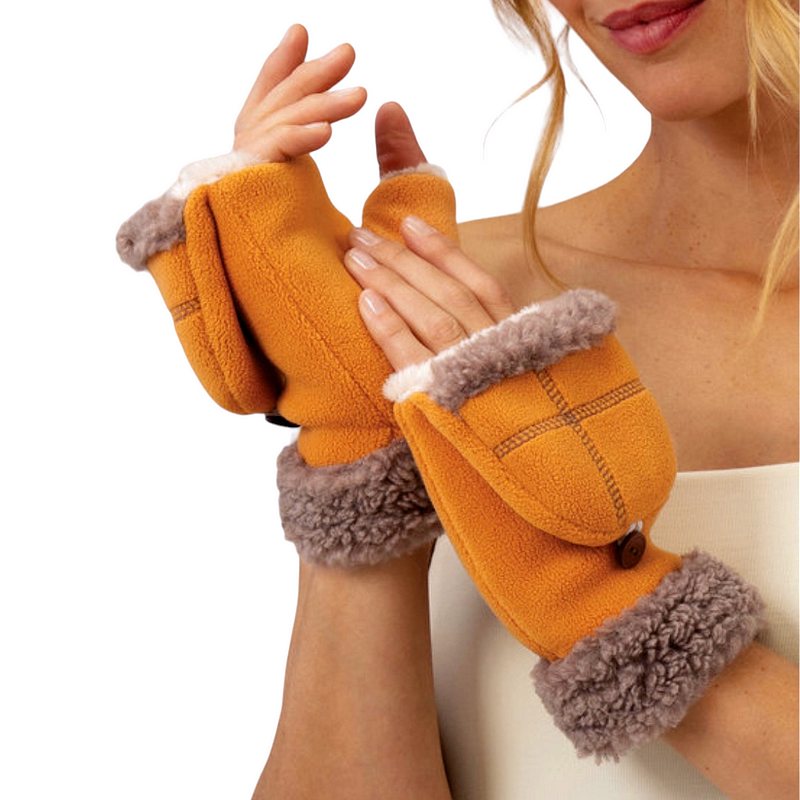 Powder designs Anna Mittens in Tangerine ANN12 on model