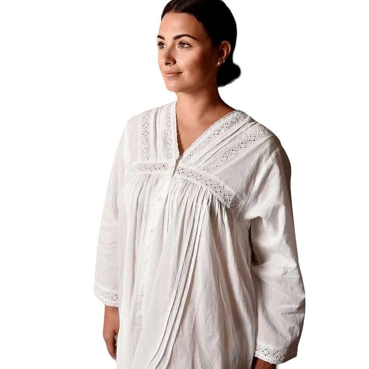 Powell Craft April Long-sleeve Nightdress SN119 on model close-up