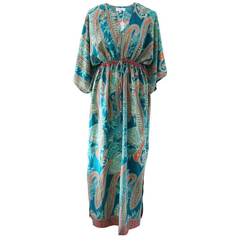Powell Craft Aspen Turquoise Dress with Tassels Turquoise DRV713 front