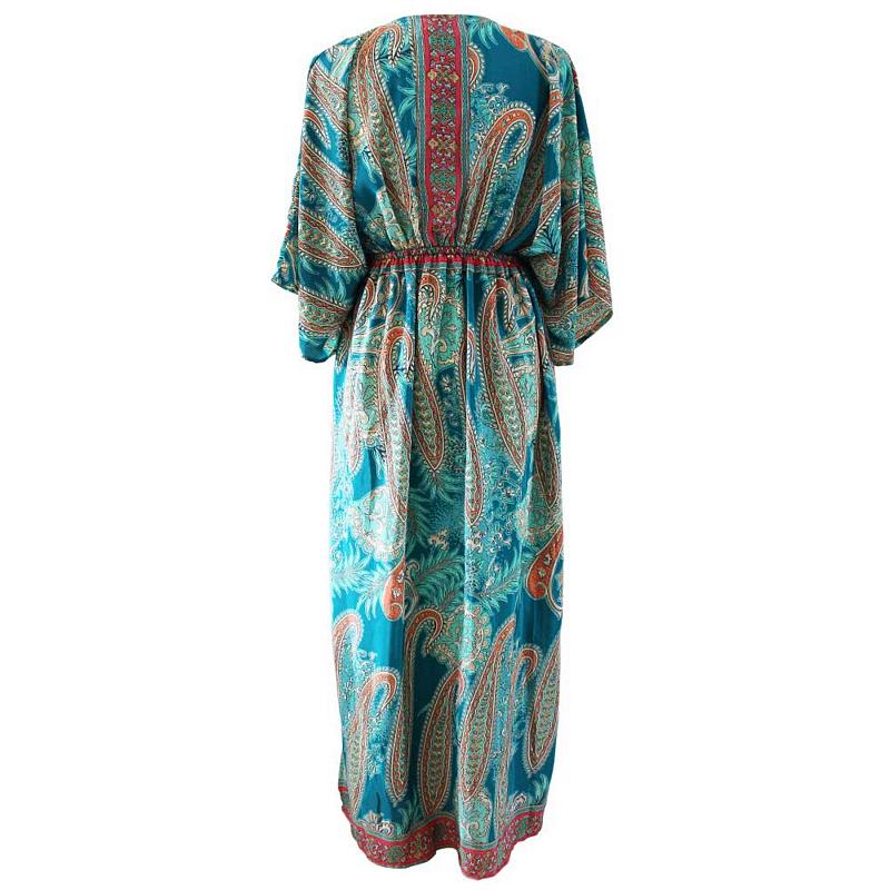Powell Craft Aspen Turquoise Dress with Tassels Turquoise DRV713 rear
