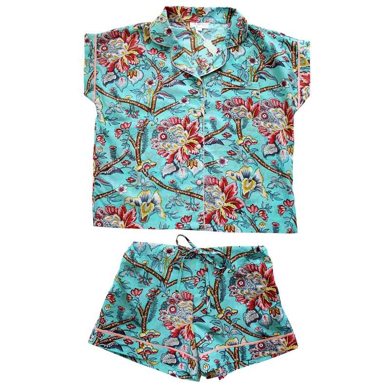 Powell Craft Blue Orchid Ladies Short Pyjamas SPJ422 main