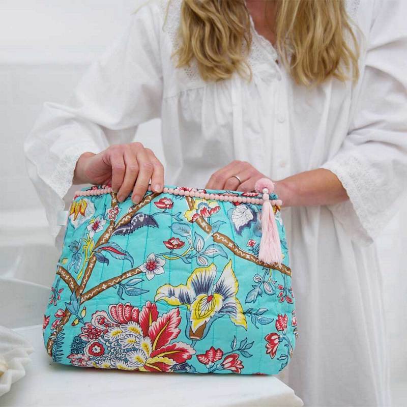 Powell Craft Blue Orchid Large Wash Bag QWB422 Lifestyle