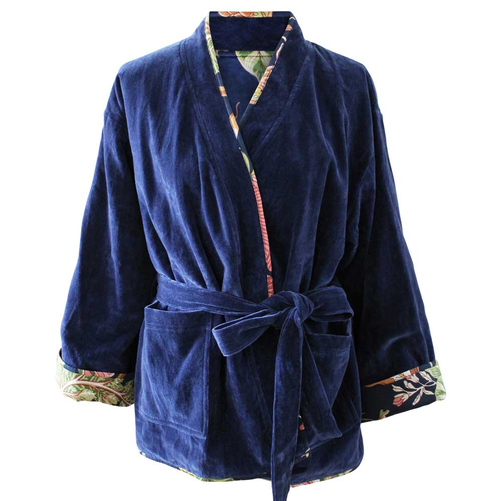 Powell Craft Blue Velvet Carnation Reversible One Size Jacket VRJ410 front