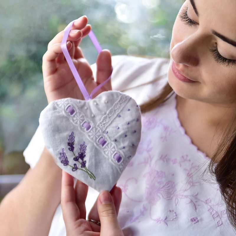 Powell Craft Embroidered Ribboned Lavender Heart LS21 lifestyle