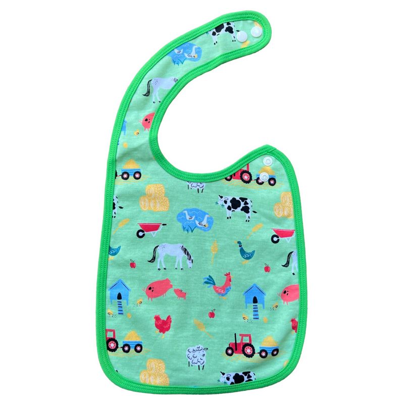 Powell Craft Farmyard Cotton Baby's Bib FM1 open