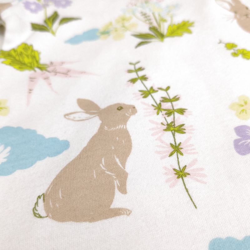 Powell Craft Rabbit Print Babygrow RAB8 detail