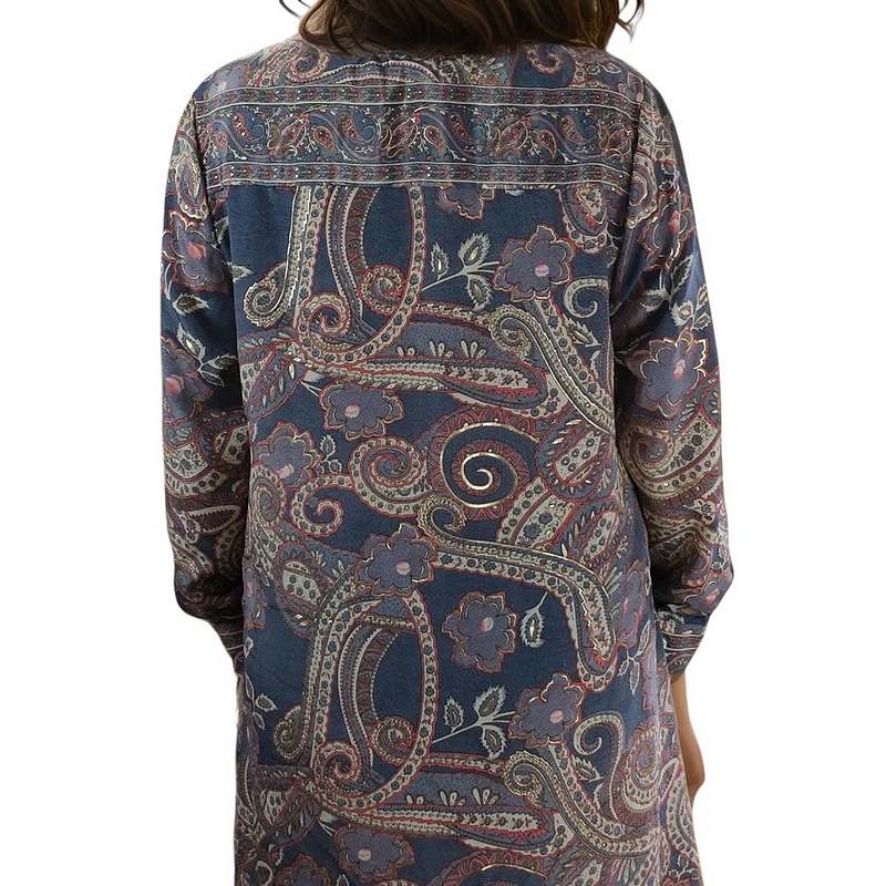 Powell Craft Flora Floral Paisley Print Shirt Dress One Size NSDQ893 on model rear
