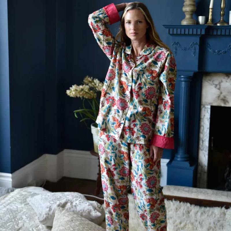 Powell Craft Floral Garden Ladies Pyjamas SN418 on model 2