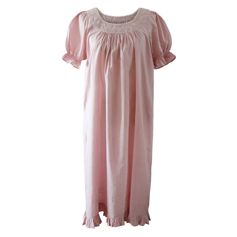 Powell Craft Juliet Round Necked Puffed Sleeve Nightdress Pink SN204PK front