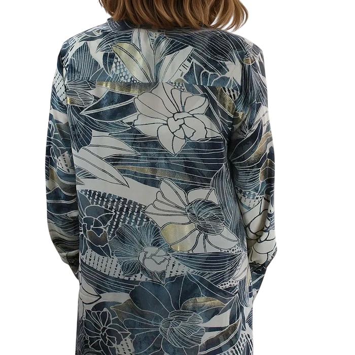 Powell Craft Maren Floral Print Shirt Dress One Size NSDQ891 on model rear