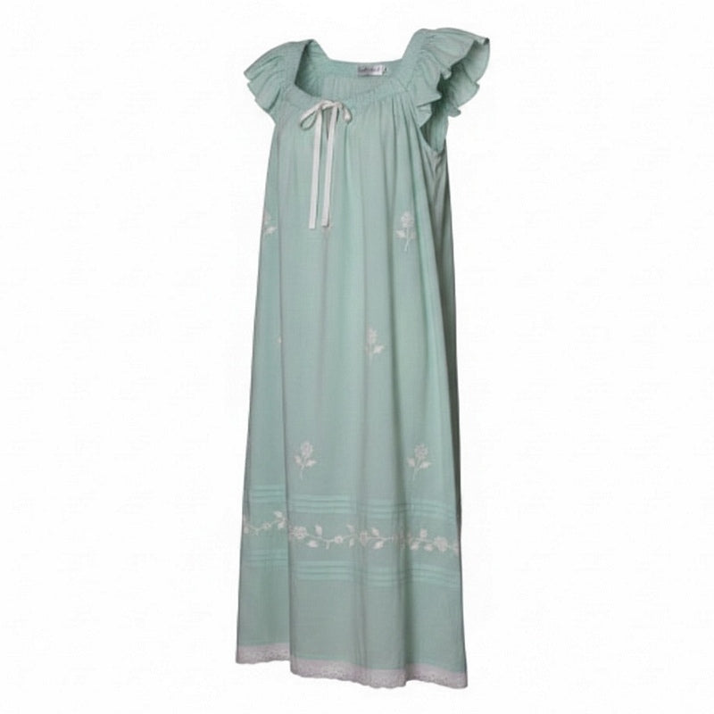 Powell Craft Margo Nightdress Capped Sleeves Pale Green SN207GR front