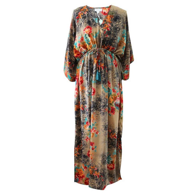 Powell Craft Merida Batwing Floral Dress DRV728 front