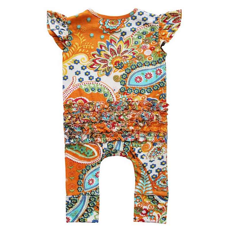 Powell Craft Orange Paisley Short Sleeve Jumpsuit JS8412 back